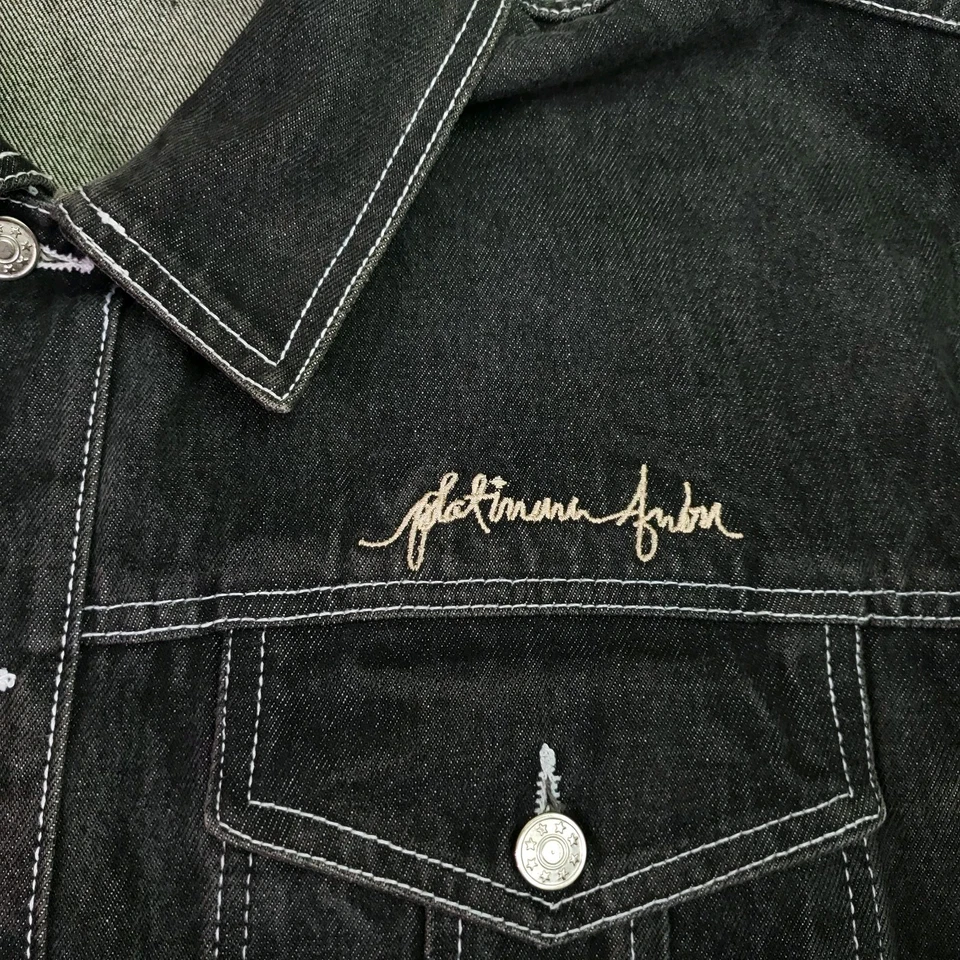 Platinum Fubu Fat Albert Bordado Negro Denim Conjunto Chaqueta XL + Jeans 36x32 Foto 4 de 4