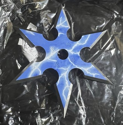 6 Star Blue Lightning Star Shuriken with Carrying Case and Box