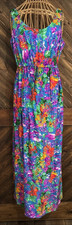 VTG 60s Liberty House BY SIDNEY HAWAIIAN Maxi Dress VIBRANT COLORS SIZE 12
