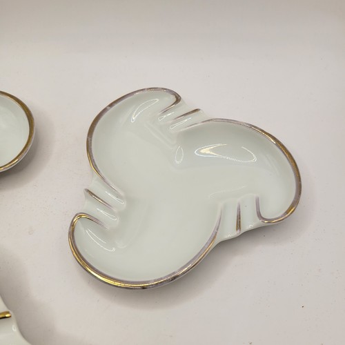 Vintage Mid Century Modern Rosenthal Ashtray Set White Gold Kronach Germany 3155 - Picture 2 of 9