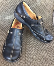 Clarks Un Loop Unstructured Loafers Womens Size 8M Black Leather Comfort Shoes
