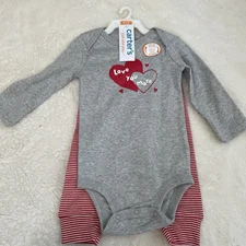 Carter's Just One You® Baby 2pc Striped Love You More Top/Bottom Set - Red, NWT