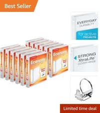 Professional White 3-Ring Binders, 225 Sheet Capacity, 1 Inch, Bulk 12 Pack