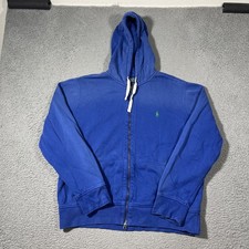 Vintage Polo Ralph Lauren Sz XL Thick Zip-Up Thermal Hoodie Jacket Blue 90s
