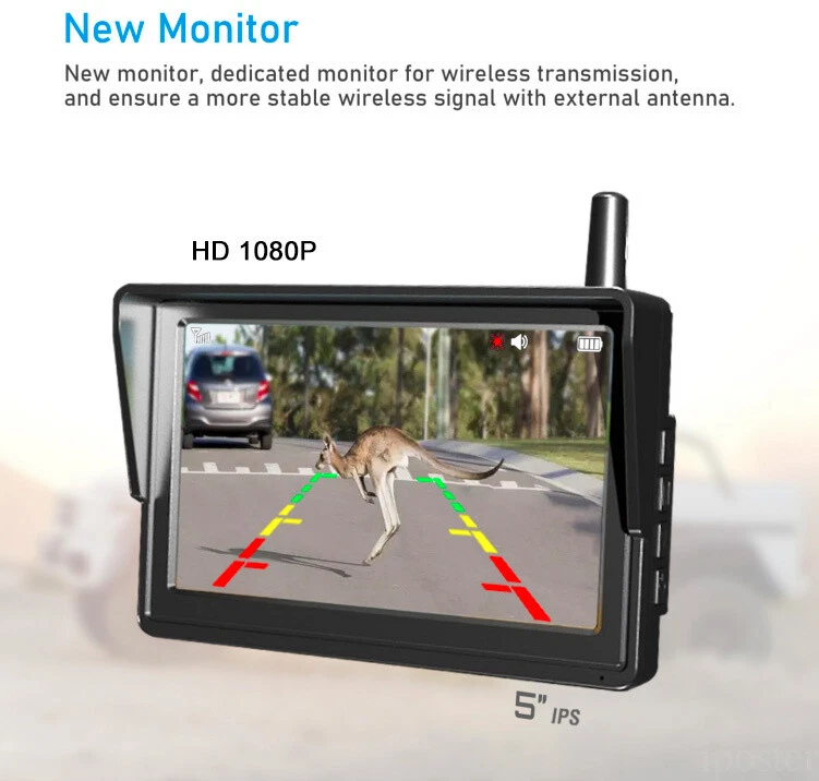 Digital Wireless 5" Monitor Spare Tire Mount Backup Camera Kit For Jeep Wrangler - Image 4 of 4