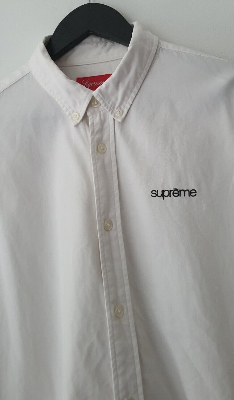 SS19 Supreme Washed Twill shirt size L large White Button Up | eBay