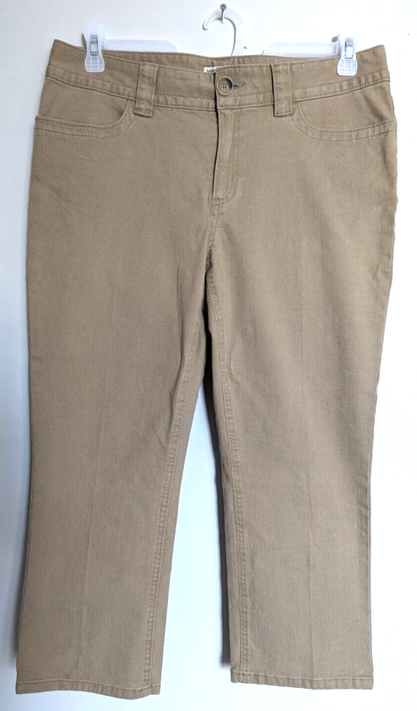 Banana Republic - Stretch Pleated Chino Tan Pants - Button back pockets - 12