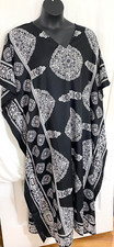 women's Gyosie Blu kaftan dress one size black print pullover V-neck polyester