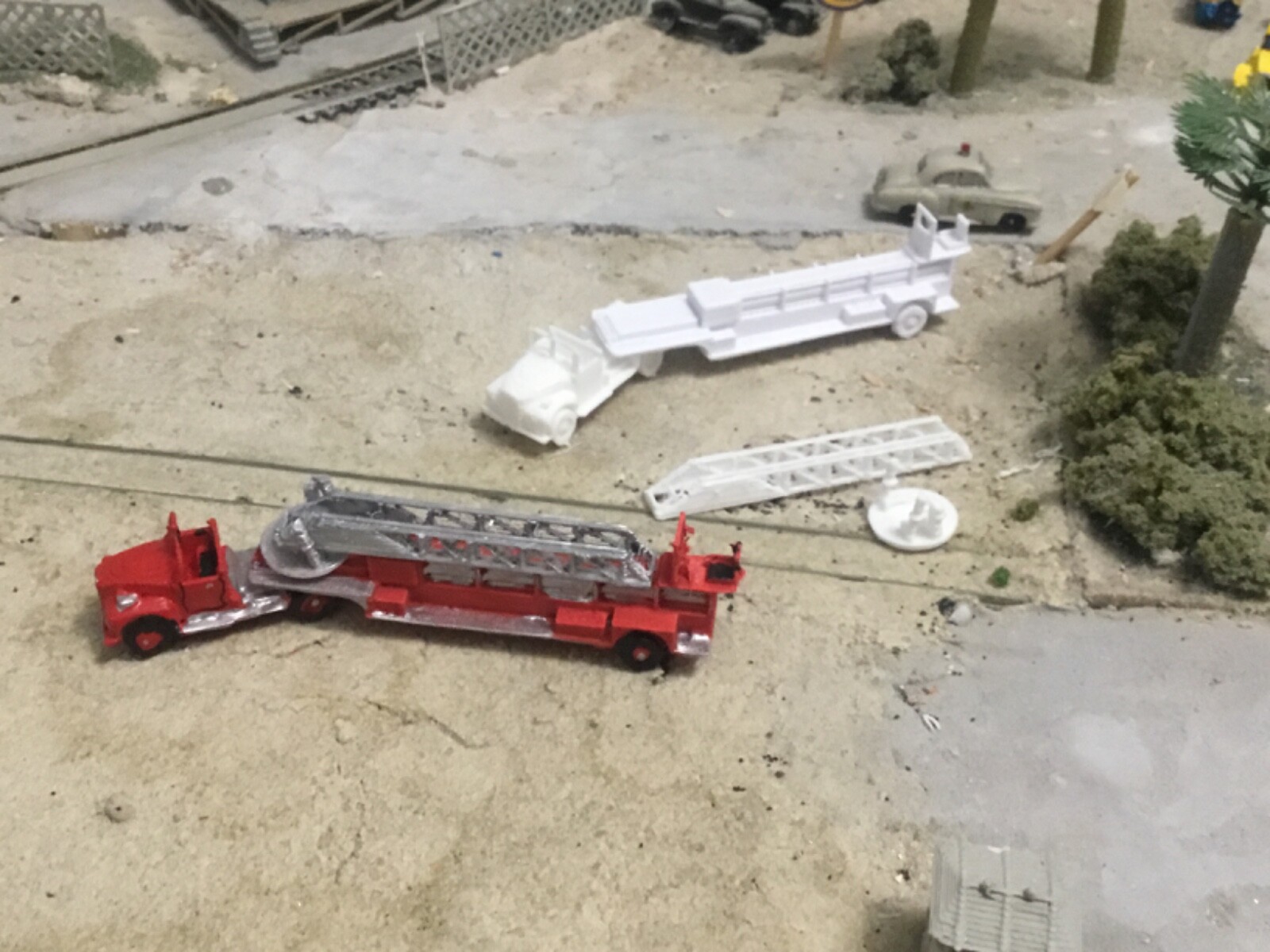 N Scale Fire Engine N Scale Fire Truck Engine Mack B Tiller Ladder Open cab 3d printed ...