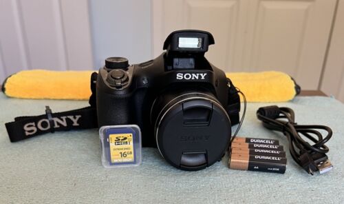 Sony Cyber-shot DSC-H300 20.1 MP 35x Zoom Digital Camera - Bundle - 16GB SD Card