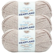  3 Pack Lion Brand Yarn 136-102AK Heartland Worsted Weight Yarn, Wolf Trap
