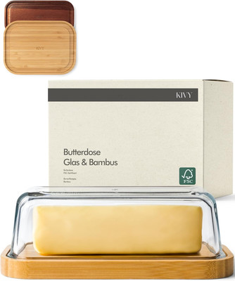 KIVY Butterdose Glas Mit Luftdichtem Deckel Für Streichzarte Butter - BPA Frei -