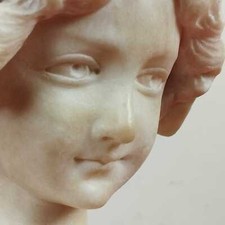 FRÈRES OLIVELLA. BUSTE DE FILLE. MARBRE OU ALBÂTRE. ESPAGNE. XXE SIÈCLE