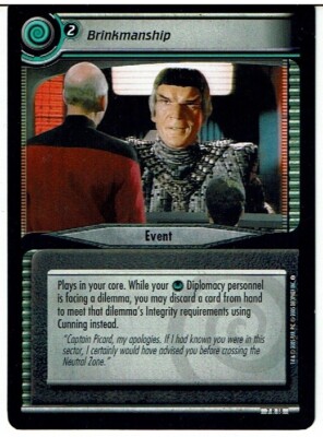 STAR TREK CCG 2E STRANGE NEW WORLDS RARE KARTE BRINKMANSHIP 7R18 ex