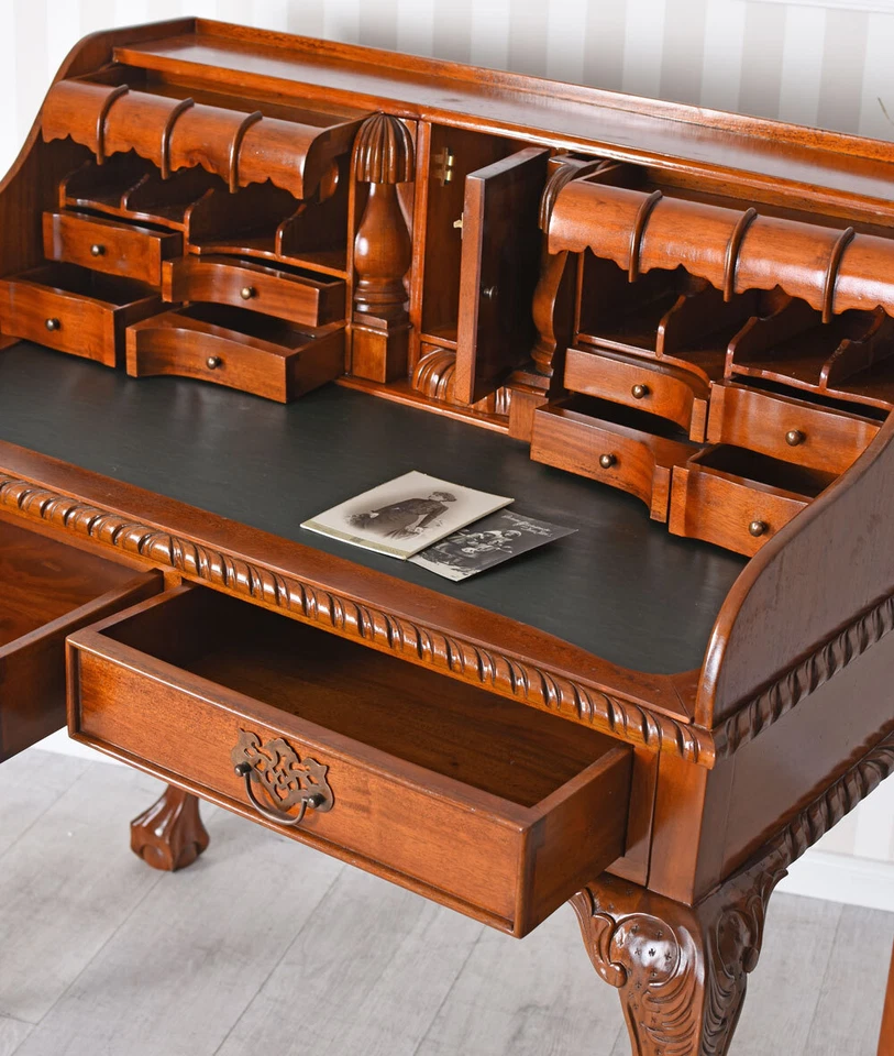 Luxus Schreibtisch Kolonial Sekretär Mahagoniholz Computertisch Antik Bürotisch - Bild 4 von 4