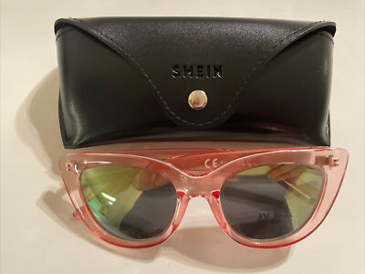 Shein Clear Pink Coral Model Sunglasses With Case NEW UNUSED  display picture 2