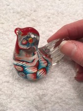 Vtg Hand Blown Millefiori Art Glass Paperweight Rooster/Chicken 2 X 2.25"