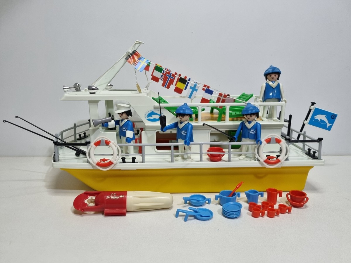 Playmobil 3540 Vintage 1978 – Bateau De Plaisance Avec Mât Et Drapeaux, Occasion, Pièce Détachée
