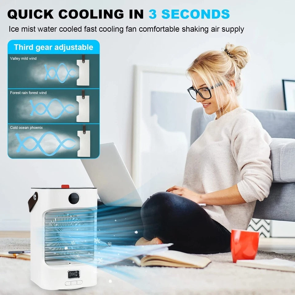 Portable Air Cooler, 4 In 1 Evaporative Small Desktop Cooler - Image 4 of 4