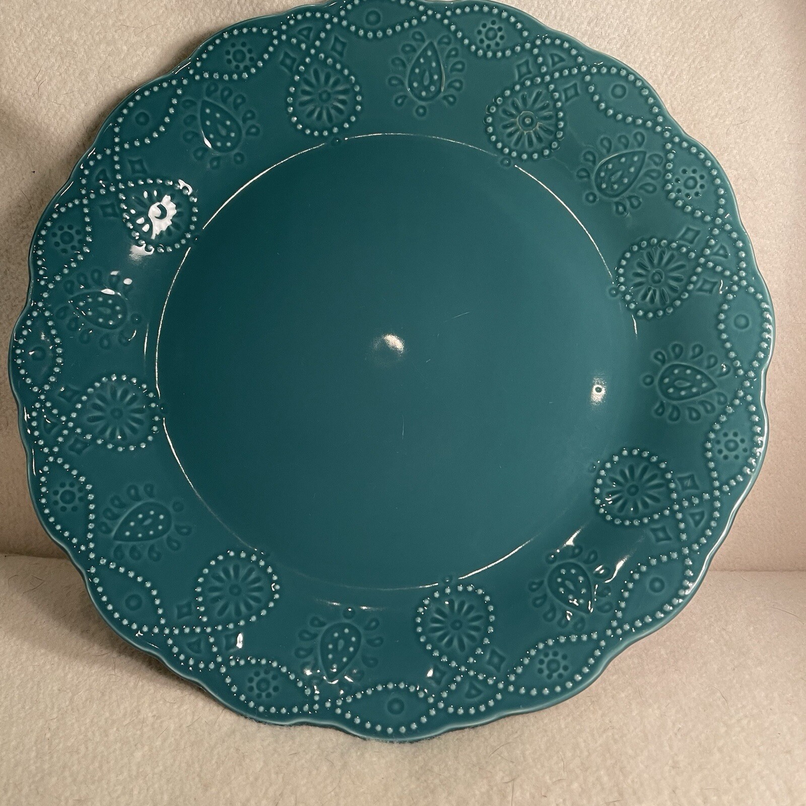 Pioneer Woman Cowgirl Lace Teal Ceramic Dinner Plate for Modern Kitchens