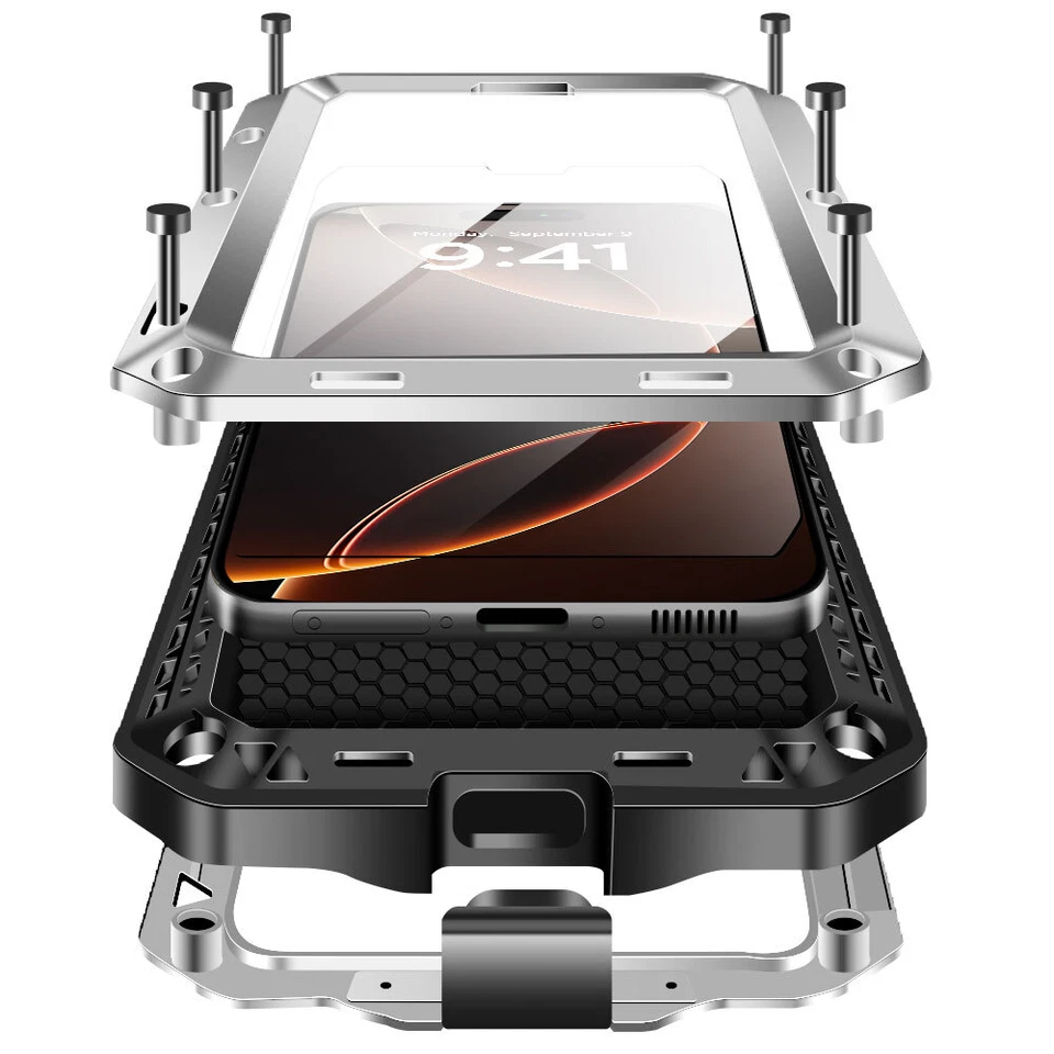 Custodia impermeabile metallo alluminio resistente per iPhone 16 Pro Max/16e/16 - Immagine 2 di 4