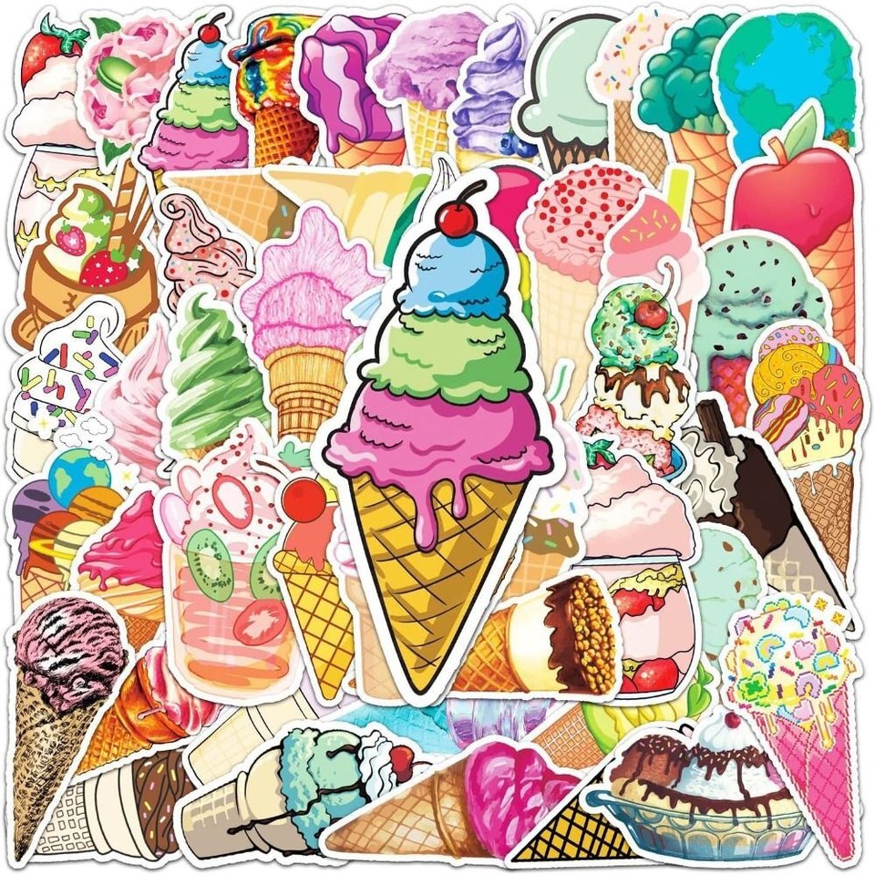 100 pcs PVC Waterproof Vinyl Sticker Dessert Sticker Room eBay