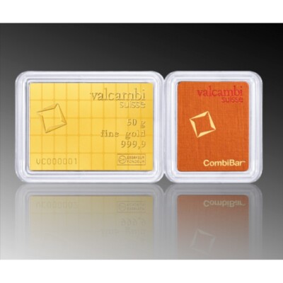 50 X 1 gram Gold CombiBar™ Valcambi Suisse .9999 Fine Gold ( In