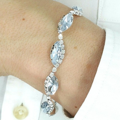 Silver Beauty Sparkly Zirconia White Crystal Bridal Bracelet For Women UK Seller - Picture 6 of 12