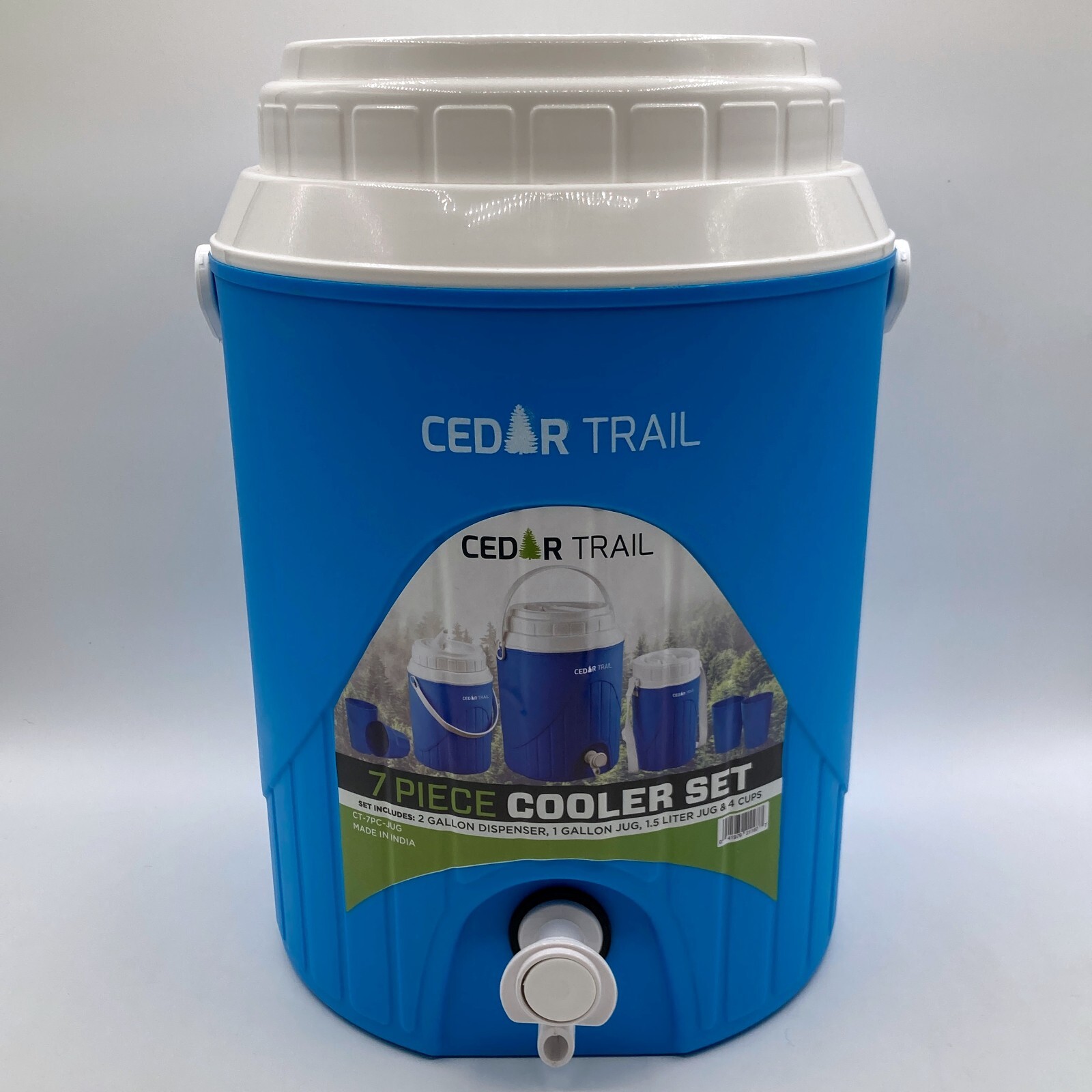 Cedar Trail Coolers & Tumblers 7 Piece Nesting Set Blue (2 Gal, 1 Gal, 1.5 L)