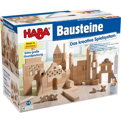 HABA Basic Wooden Building Blocks 102 Piece XL Set (Made in