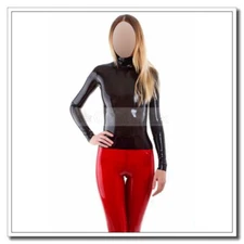 Latex Catsuit One-piece Contrasting Color Neck Entry Style No Zip Unisex B58