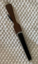 Vintage MCM Wood Handle Suit Clothing Fabric Lint Brush Brass Edge Detail Japan