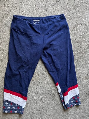 Reebok Women's Novelty Cotton Capris Size Large USA Flag