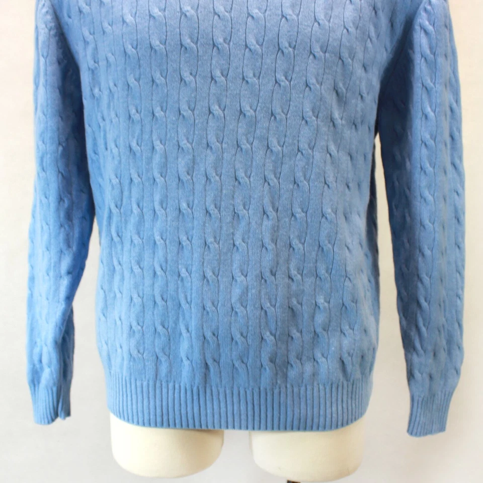 Paul Fredrick Blue Merino Wool Cashmere Cable Knit Pullover Sweater Large - Image 3 of 4