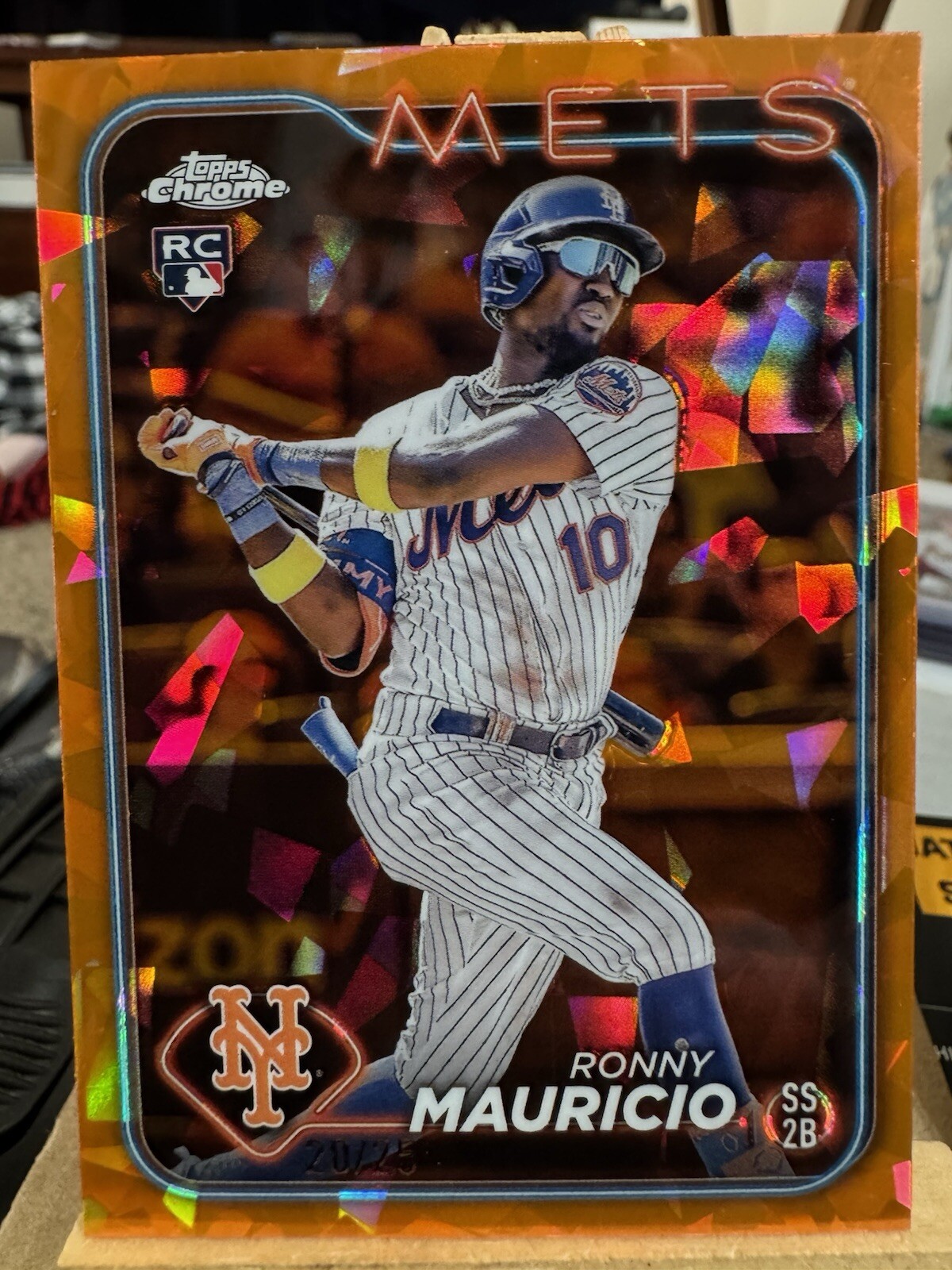 2024 Topps Chrome Sapphire Ronny Mauricio Orange /25 Rookie RC Mets Color Match