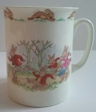 Bunnykins Children's Royal Doulton Tall Coffee Mug Roller Skating Dancing Rabbit