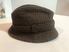 VINTAGE Country Gentlemen Brown Plaid Fedora 7 1/4 Hat F41