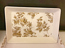 Plat rectangulaire décor floral de Geneviève Lethu pour Linvosges