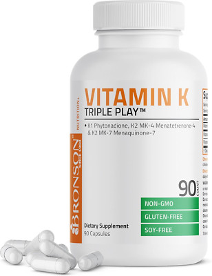 Vitamin K Triple Play (Vitamin K2 MK7 / Vitamin K2 MK4 / Vitamin K1) Full Spectr