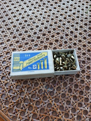 GXO Round Head Brass Paper Fasteners   No. 2 Almost Full W Germany