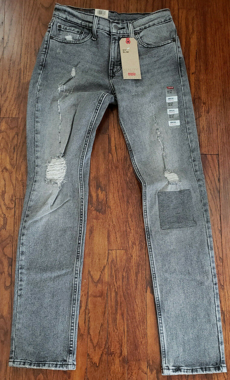 Van toepassing zijn bevel Uitroepteken NEW! Levi's Men's 511 Slim Fit Distressed Ripped Jeans Light Black Wash Sz  28x32 | eBay