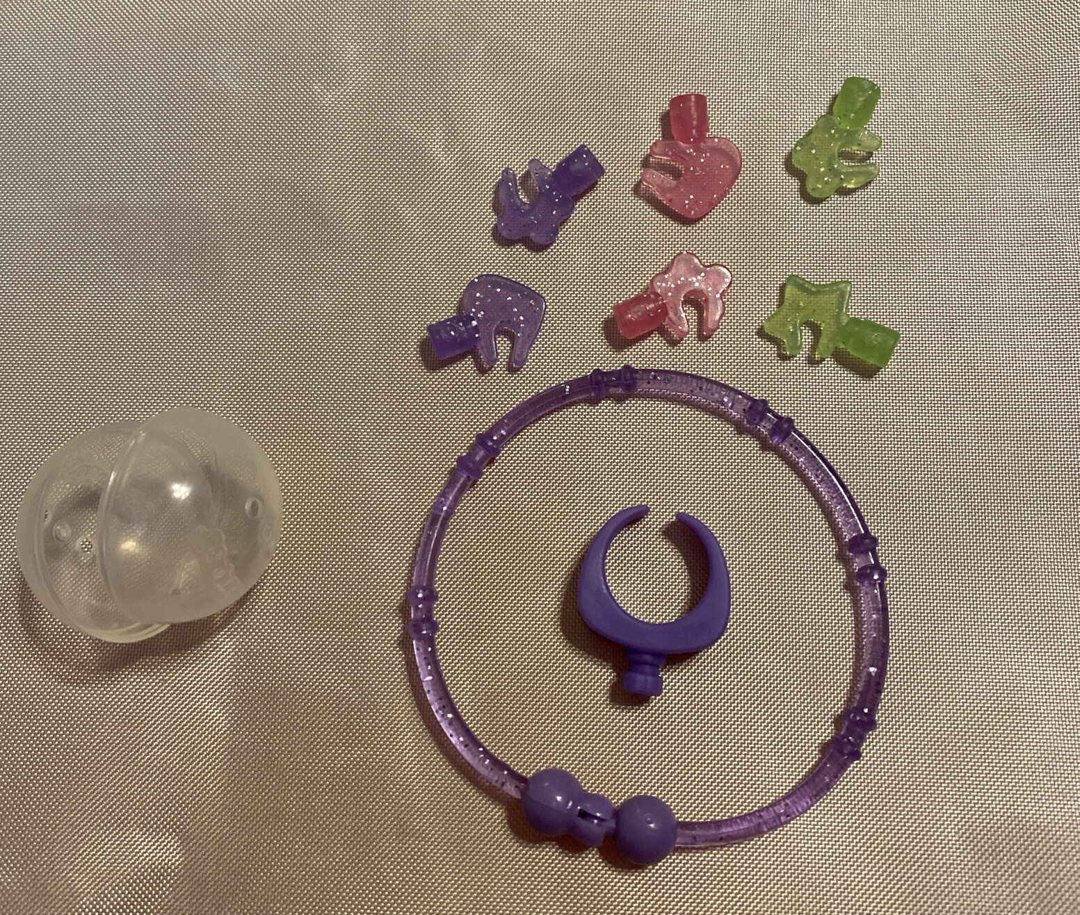 Squinkies Purple Bracelet & ring 6 Squinkie Links & Bubble new Out Of Box