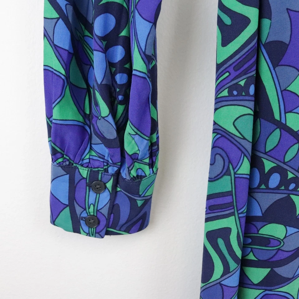 Boden Martha Godet макси рубашка платье 8 синий калейдоскопический пейсли - Изображение 4 из 4