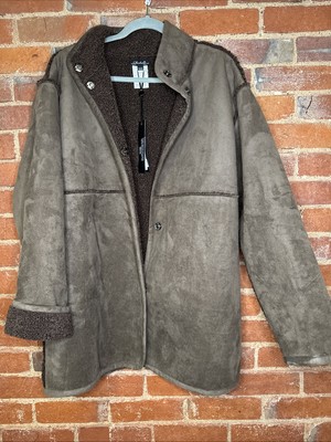 Coffe Faux suede Reversible Riding jacket -medium