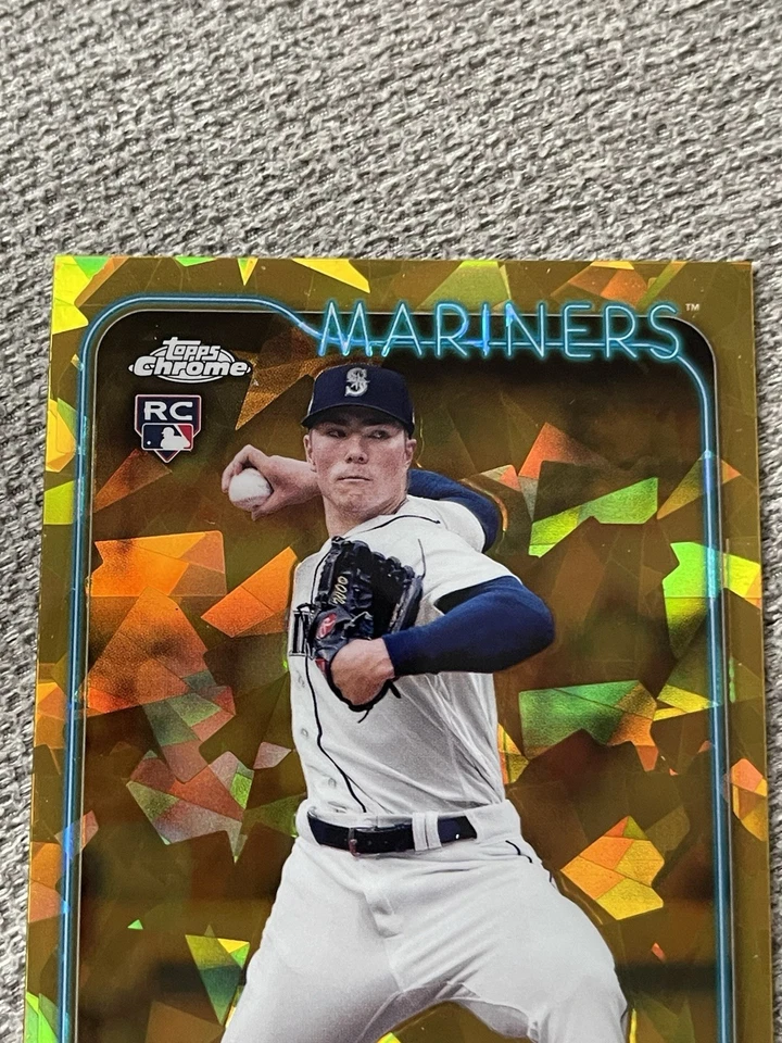 2024 Topps Chrome Sapphire Gold Bryan Woo Rookie Baseball Card 32/50 - Image 3 of 4