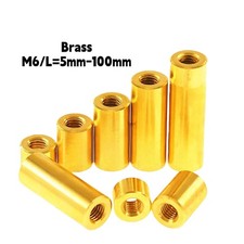M6 Brass Threaded Sleeve Rod Bar Stud Round Connector Tube Long Nut 5-100mm Long