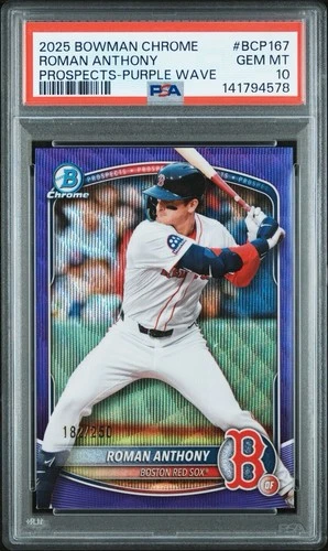 2025 Bowman Chrome Roman Anthony Purple Wave /250 PSA 10