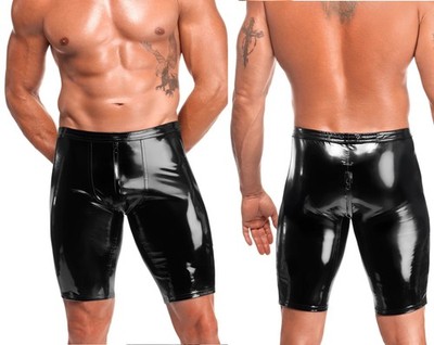 NOIR HANDMADE KINK LACK SHORTS ZWEI WEGE gothic wetlook clubwear schwarz  hose