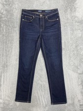 J. Jill High Rise Straight Leg Jeans Womens 6P Blue Dark Wash Stretch Denim