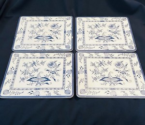 Pimpernel Blue Onion Corkback Trivets/Placemats Set Of Four